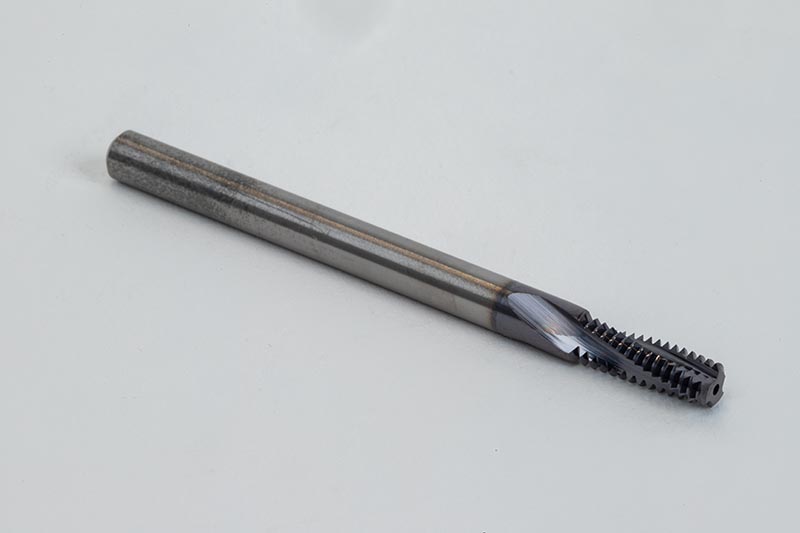 1/4"-28 UNF Parallel Internal Carbide Thread Mill, 3/16" Shank x 1/2" Thread Length, 3 Flute, TiAlN Coated, TSC