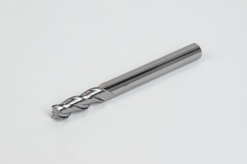 1/8" Ø Carbide End Mill, 3 Flute, Uncoated, 1/8" Shank x 3/8" LOC, 0.015" Radius, HSAM2