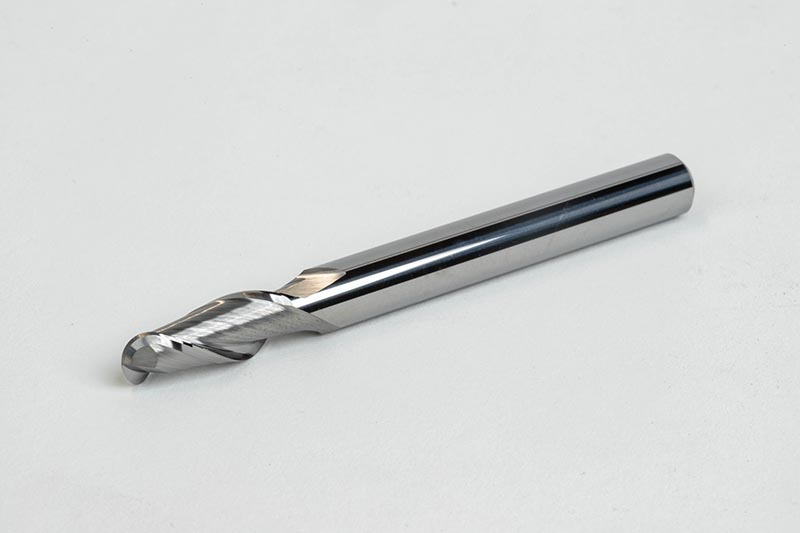 1/4" Dia. Carbide Ball End Mill, 2 Flute, Uncoated, 1/4" Smooth Shank x 3/4" LOC, HSAM1