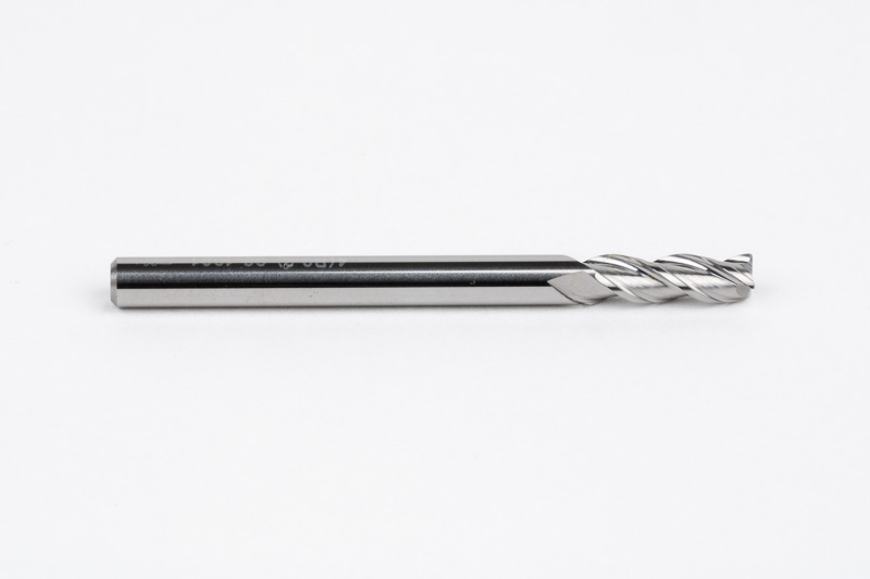 4mm Ø Carbide End Mill, 3 Flute, Uncoated, 4mm Shank x 12mm LOC, 0.3mm Radius, HSAM2