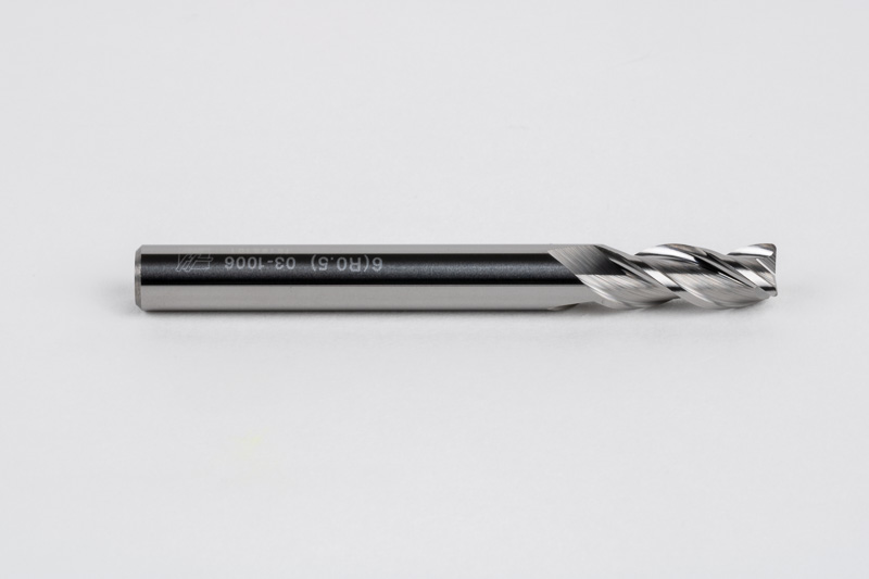 6mm Ø Carbide End Mill, 3 Flute, Uncoated, 6mm Shank x 15mm LOC, 0.5mm Radius, HSAM2