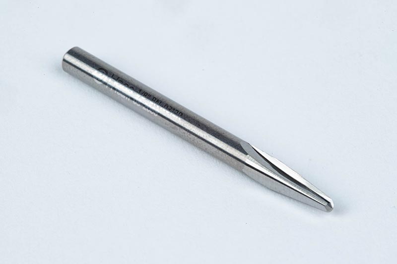 Carbide Engraving Tapered Ball End Mill, 2 Flute, Uncoated, 1/8" Smooth Shank x 5/16" LOC, 0.0313" Radius
