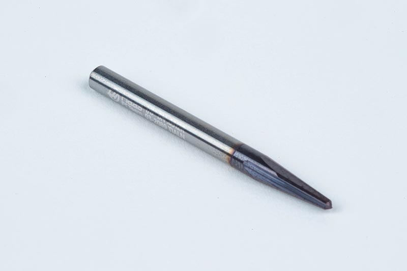 Carbide Engraving Tapered Ball End Mill, 2 Flute, TiAlN Coated, 1/8" Smooth Shank x 5/16" LOC, 0.0313" Radius