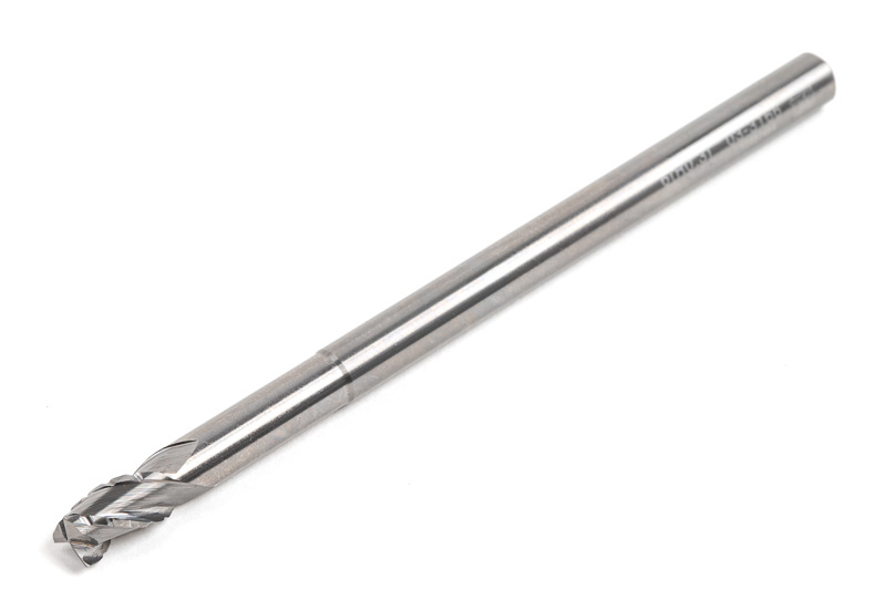 6mm Ø Long Carbide End Mill, 3 Flute, Uncoated, 6mm Shank x 10mm LOC x 32mm Neck Length, 0.3mm Radius, HSAM2
