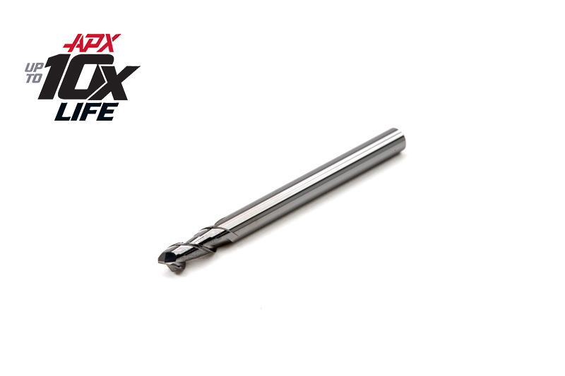 1/8" Ø Carbide APX HP End Mill, 2 Flute, Uncoated, 1/8" Shank x 1/4" LOC, 0.015" Radius, HSAM3