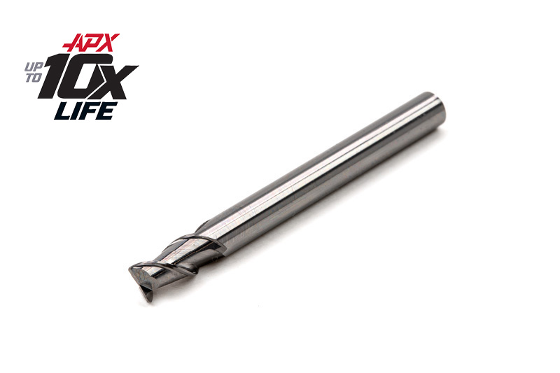 3/16" Ø Carbide APX HP End Mill, 2 Flute, Uncoated, 3/16" Shank x 5/16" LOC, 0.015" Radius, HSAM3