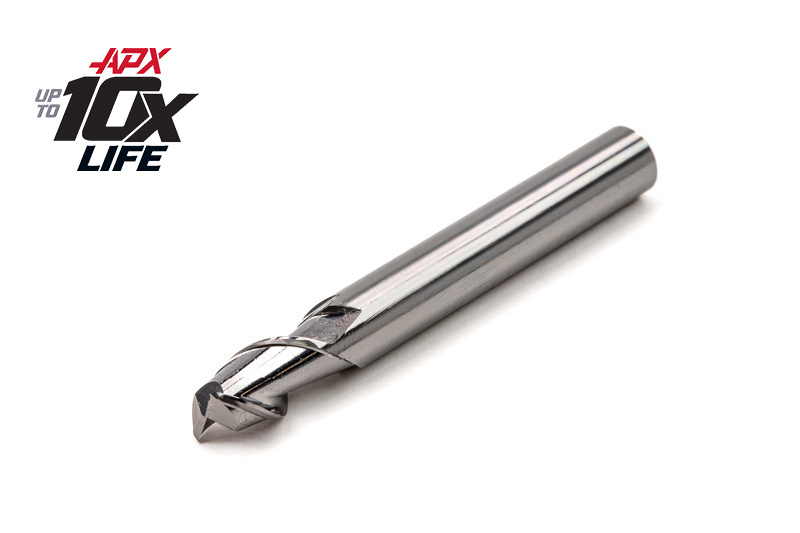 1/4" Ø Carbide APX HP End Mill, 2 Flute, Uncoated, 1/4" Shank x 3/8" LOC, 0.015" Radius, HSAM3