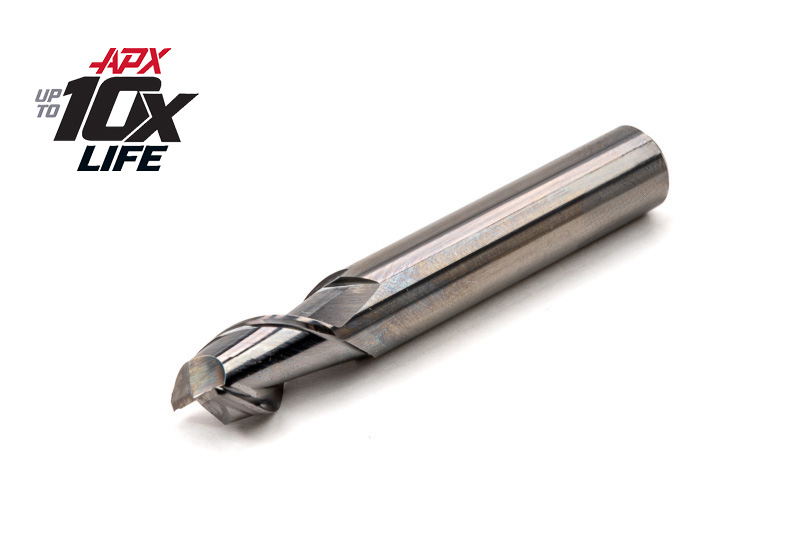 5/16" Ø Carbide APX HP End Mill, 2 Flute, Uncoated, 5/16" Shank x 7/16" LOC, 0.015" Radius, HSAM3