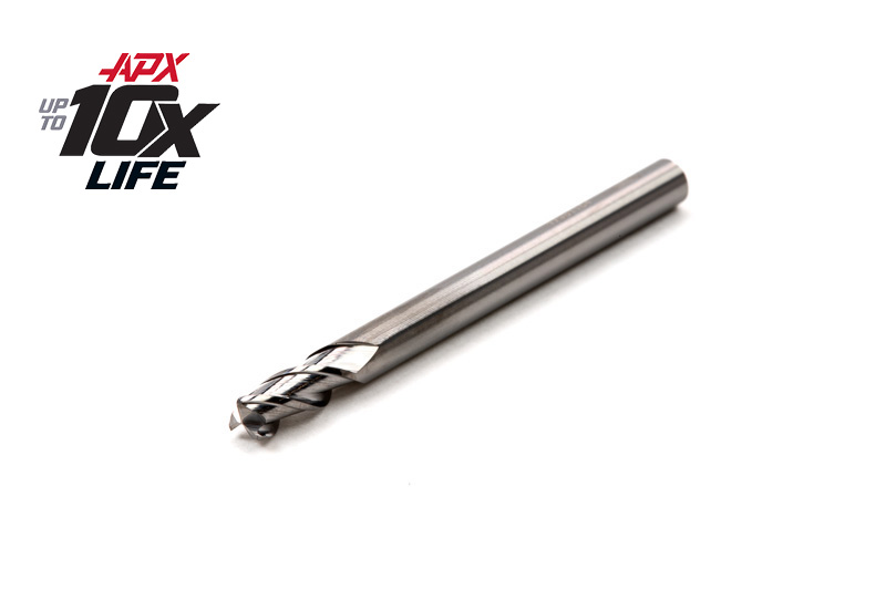 1/8" Ø Carbide APX HP End Mill, 3 Flute, Uncoated, 1/8" Shank x 1/4" LOC, 0.015" Radius, HSAM2