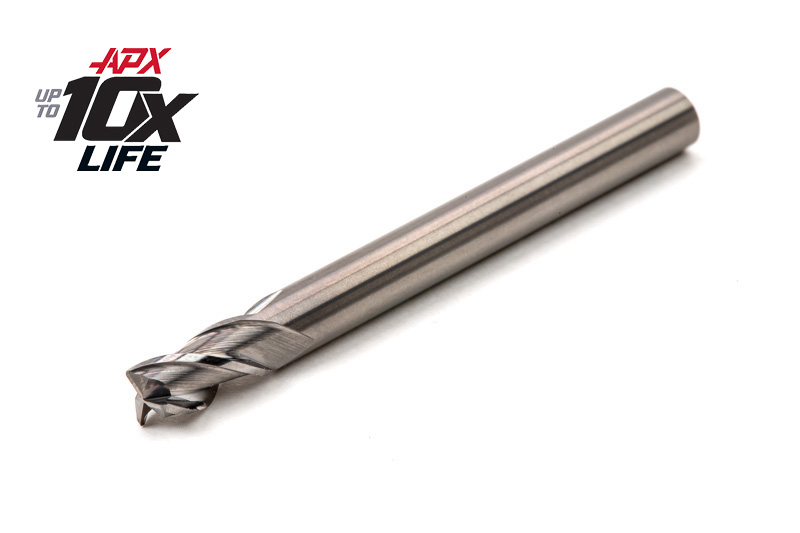 3/16" Ø Carbide APX HP End Mill, 3 Flute, Uncoated, 3/16" Shank x 5/16" LOC, 0.015" Radius, HSAM2