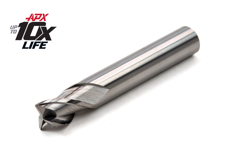 5/16" Ø Carbide APX HP End Mill, 3 Flute, Uncoated, 5/16" Shank x 7/16" LOC, 0.015" Radius, HSAM2