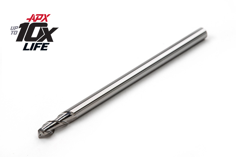 3mm Ø Carbide APX HP End Mill, 2 Flute, Uncoated, 3mm Shank x 7mm LOC, 0.25mm Radius, HSAM3
