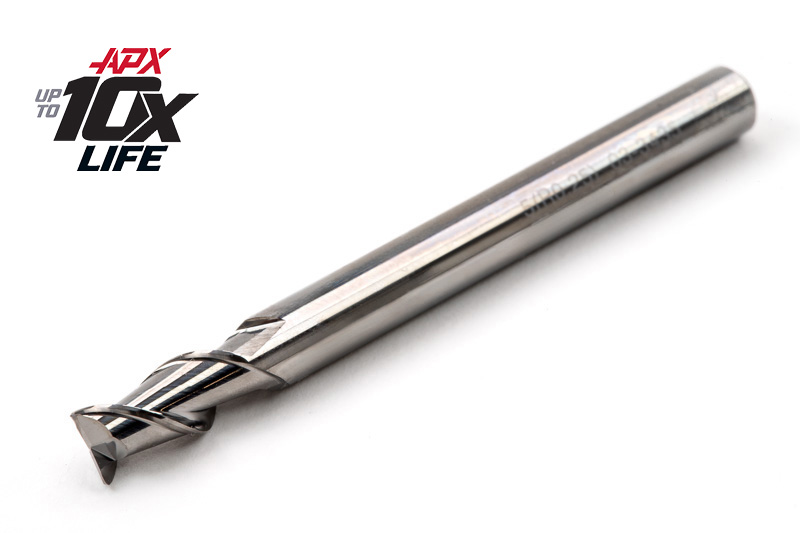 5mm Ø Carbide APX HP End Mill, 2 Flute, Uncoated, 5mm Shank x 10mm LOC, 0.25mm Radius, HSAM3