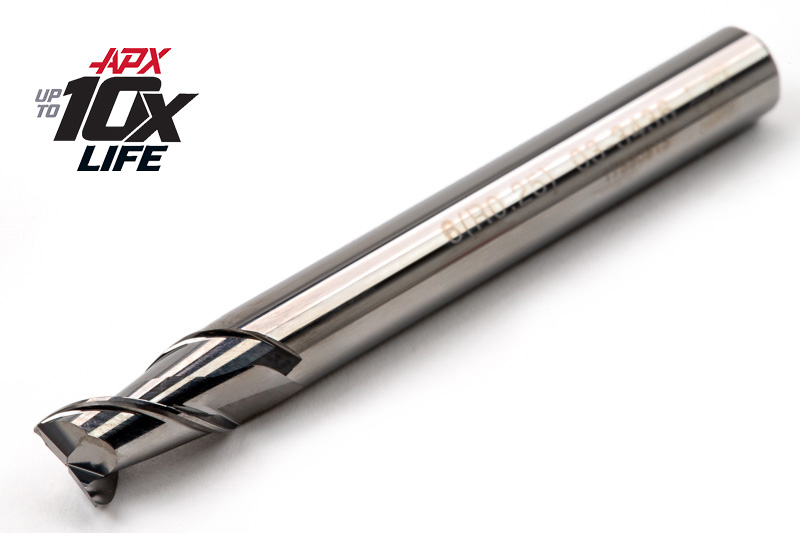6mm Ø Carbide APX HP End Mill, 2 Flute, Uncoated, 6mm Shank x 10mm LOC, 0.25mm Radius, HSAM3