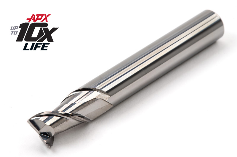 8mm Ø Carbide APX HP End Mill, 2 Flute, Uncoated, 8mm Shank x 12mm LOC, 0.5mm Radius, HSAM3