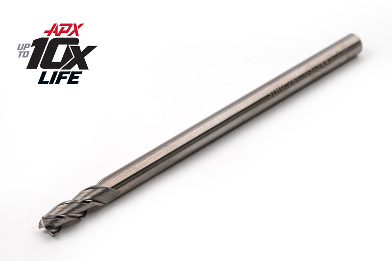 3mm Ø Carbide APX HP End Mill, 3 Flute, Uncoated, 3mm Shank x 7mm LOC, 0.25mm Radius, HSAM2