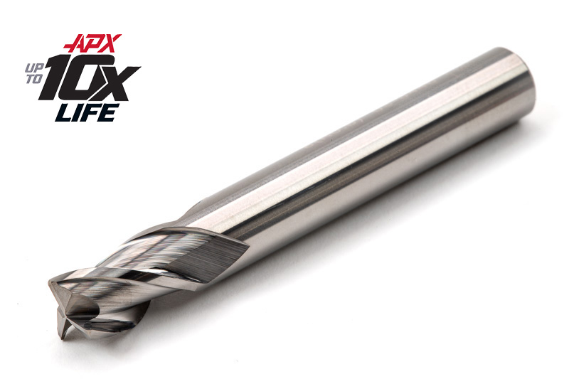 8mm Ø Carbide APX HP End Mill, 3 Flute, Uncoated, 8mm Shank x 12mm LOC, 0.5mm Radius, HSAM2