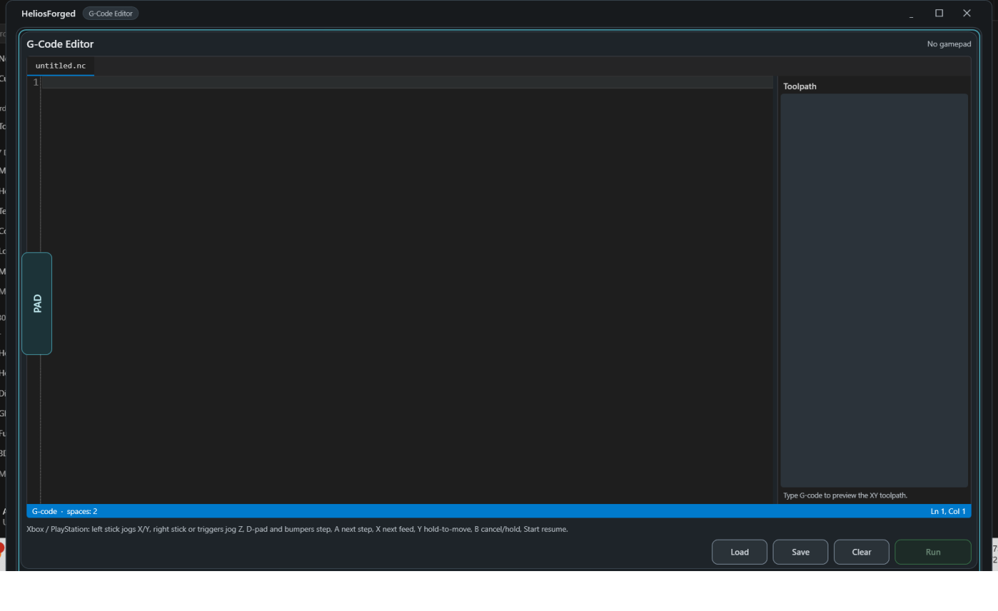 HeliosForged G-code editor
